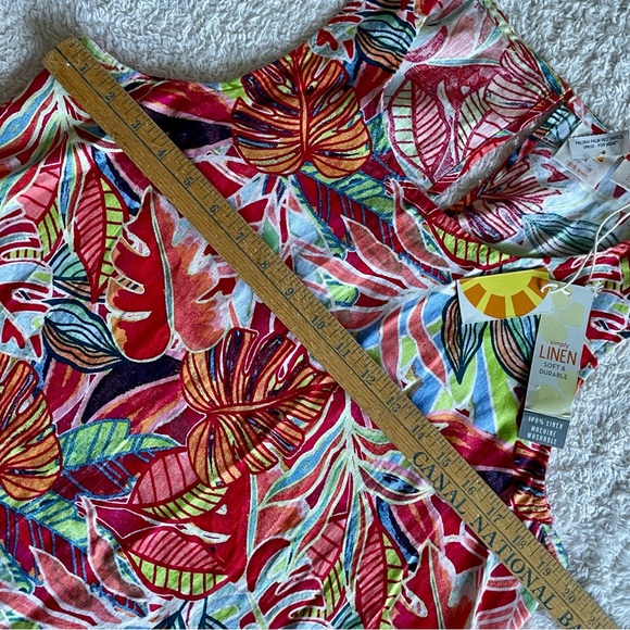 C&C California Colorful Leaf Print Sleeveless A-Line Linen Summer Dress Sz Large - Picture 9 of 13